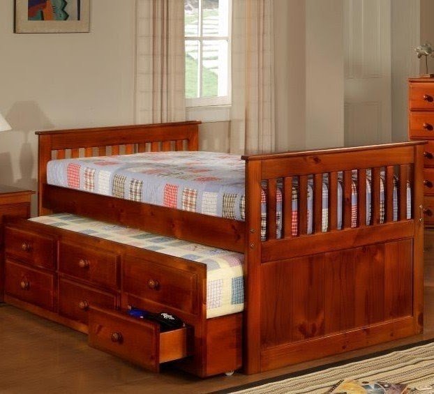 Solid wood twin storage bed