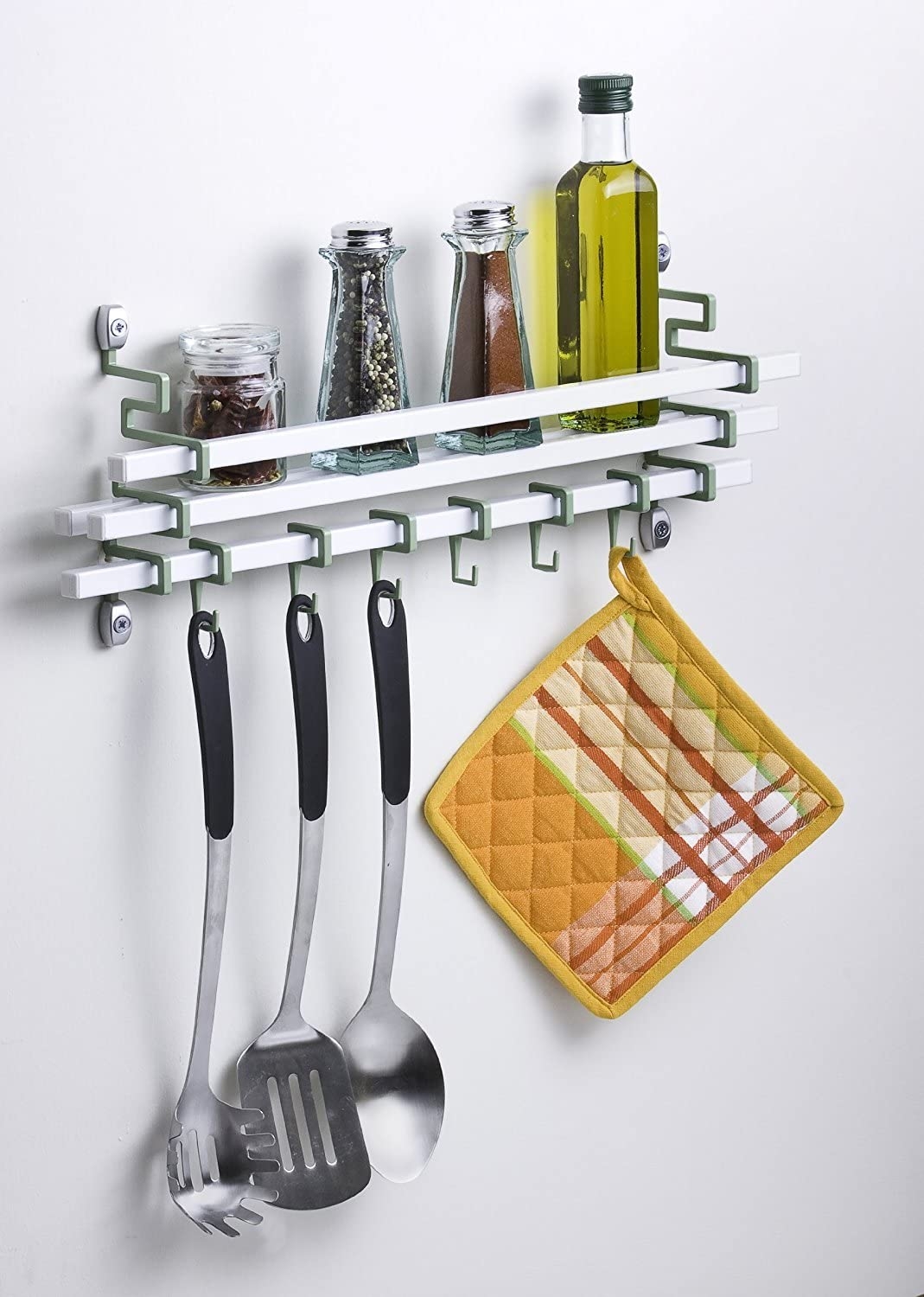 Stainless steel utensil hanging rack
