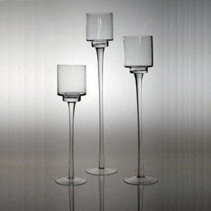 Tall glass hurricane candle holders 3