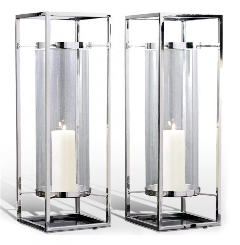 Tall glass hurricane candle holders
