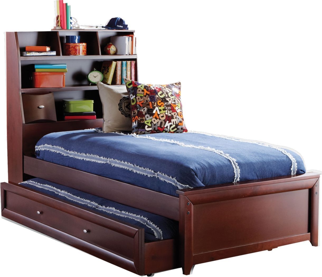 Trundle bed with bookcase