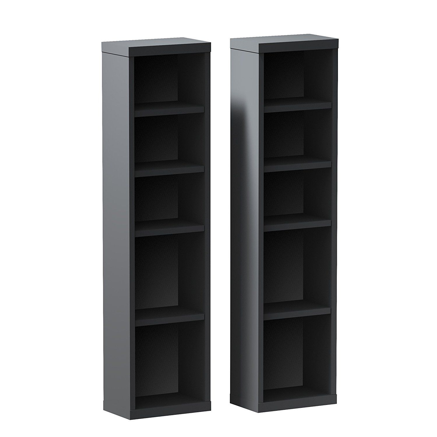 Two Black Tall CD DVD Audio Stand Storage Towers