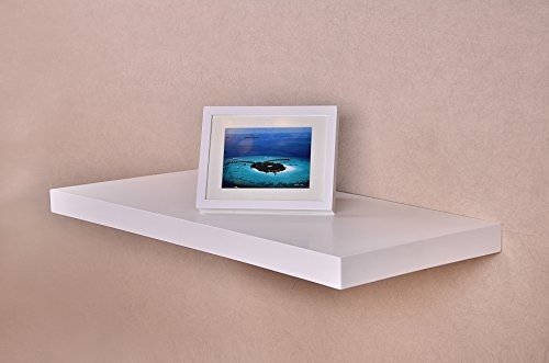 Wall Mounted 18"x16" White Floating Shelf for Cable or Satellite Box, DVD Player, Game Station, Receiver, TV Stands with Hidden Bracket