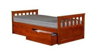 Wood twin espresso twin promo captain bed with dual underbed