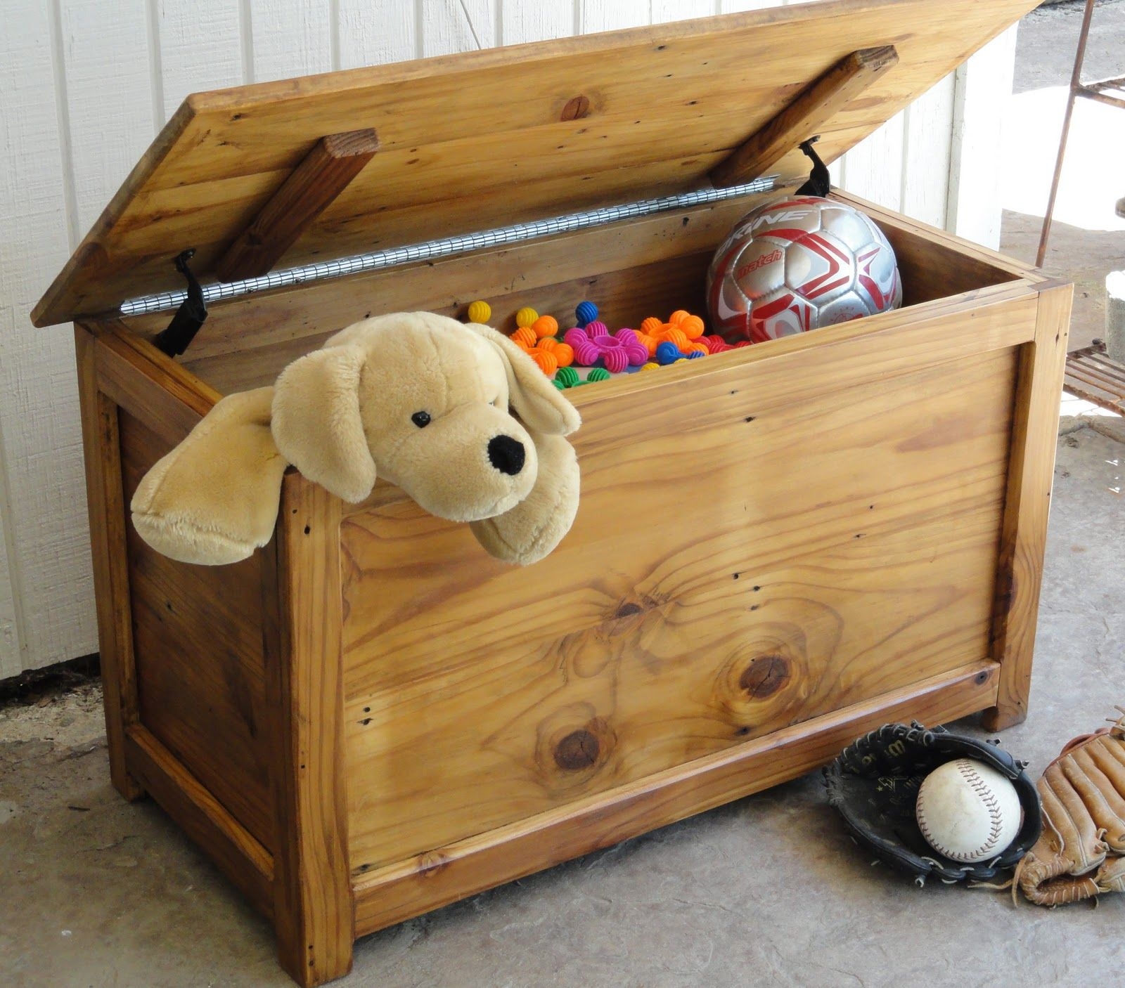 wooden toy chest with shelves