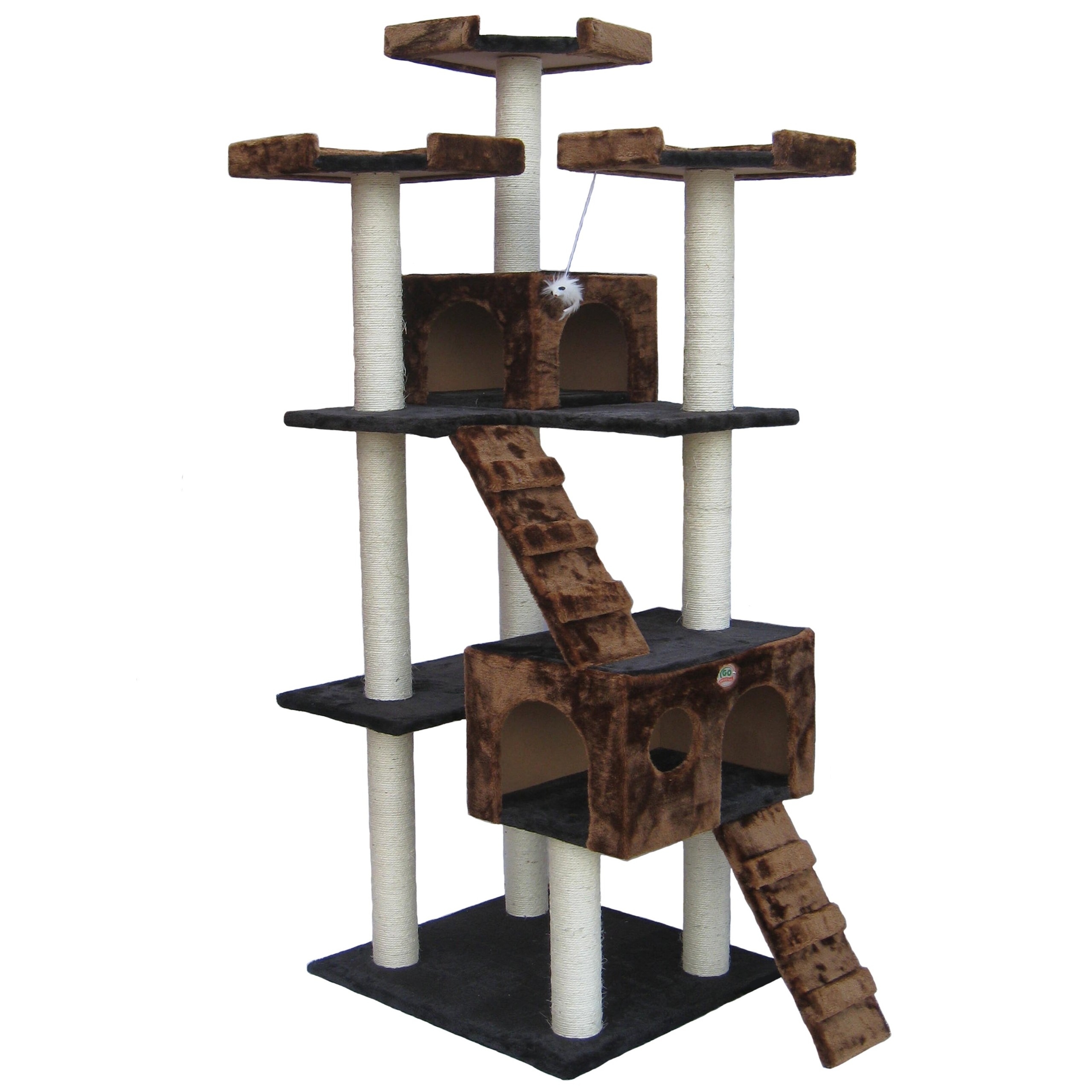 72 Inch Cat Tree Condo For Large Cats Or Kittens Faux Fur Tall Scratching Post