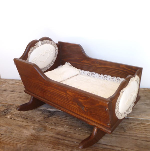 primitive antique wooden baby cradle