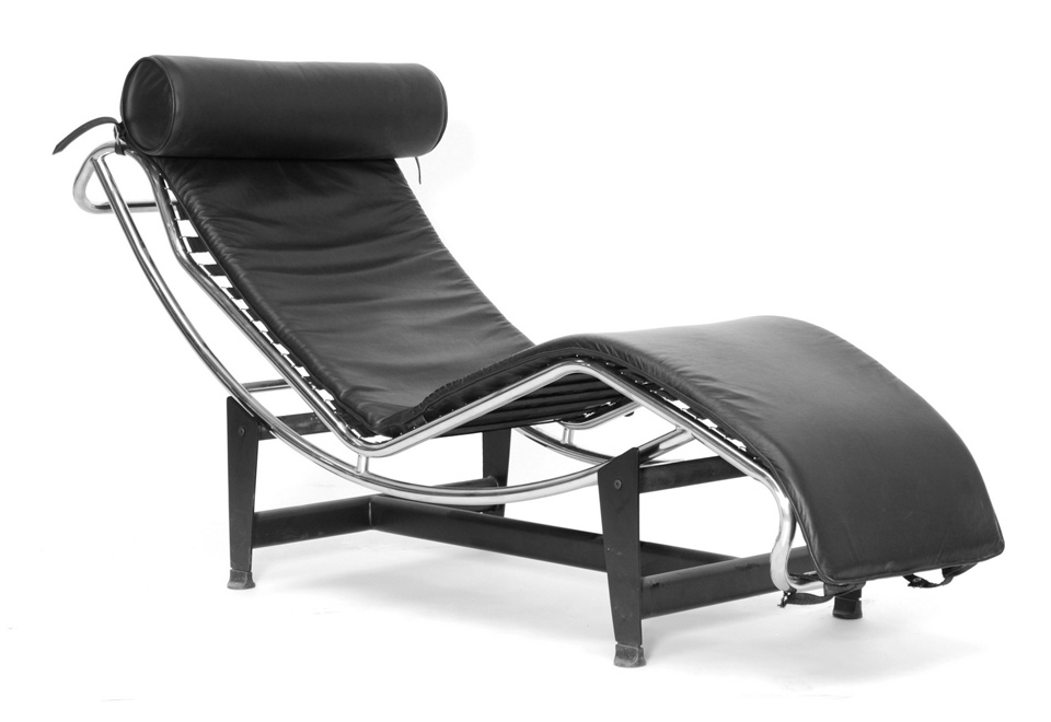 Black leather chaise lounge 1