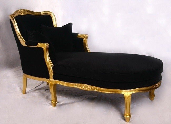 Black velvet chaise lounge 1