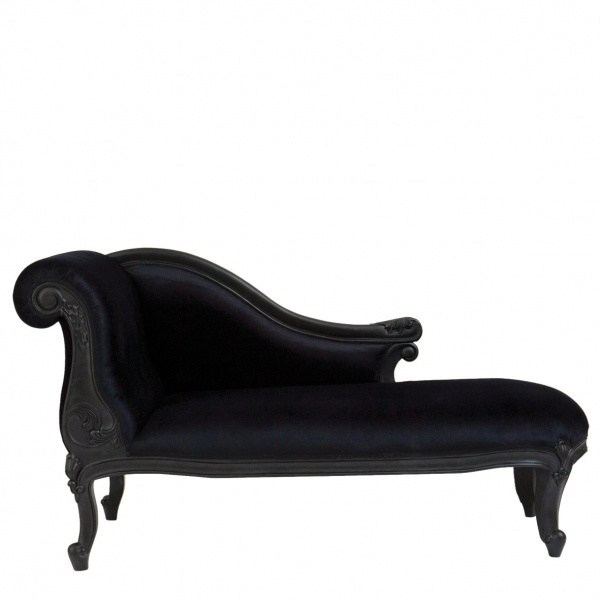 Black velvet chaise lounge 2