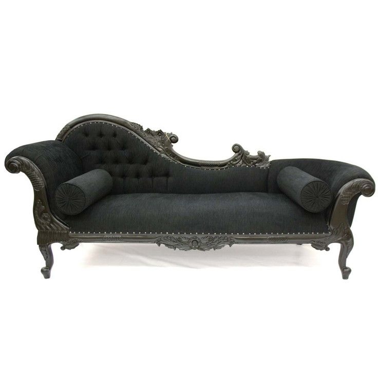Black velvet chaise lounge 7