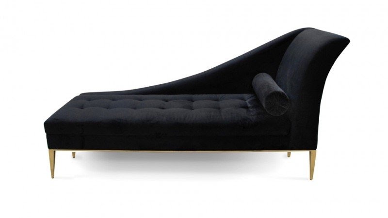 Black velvet chaise lounge 8