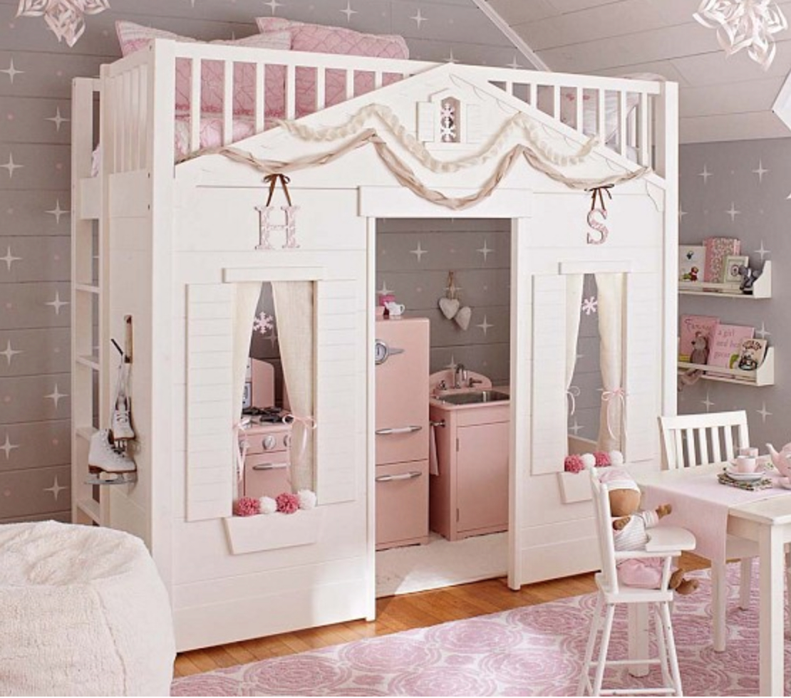 1/12 Dollhouse Miniature Furniture Children Bunk Bed Rocking Horse Bedroom 