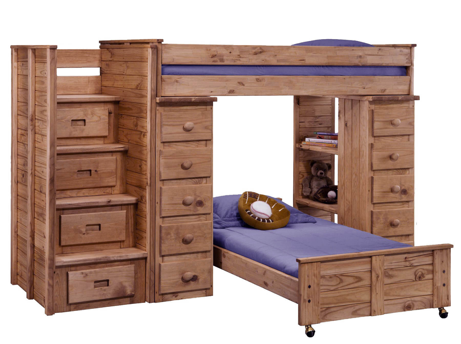 Chelsea home twin over twin l shaped bunk bed with