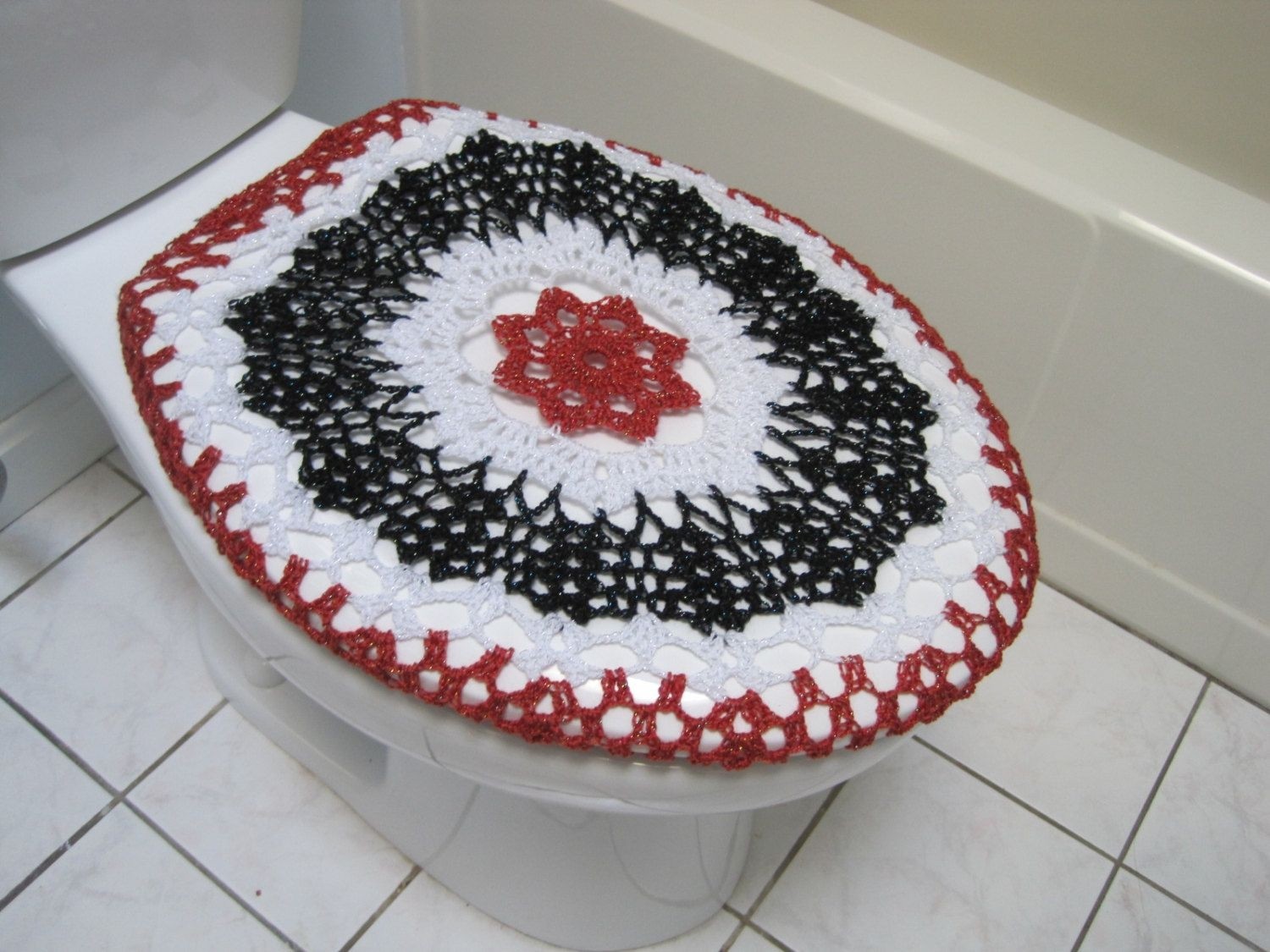 Crochet toilet seat cover or crochet