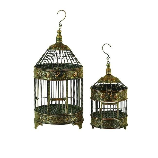 Deco 79 Metal Bird Cage, 24-Inch and 16-Inch, Set of 2