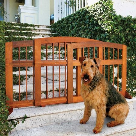 Eucalyptus indoor outdoor weather resistant sliding pet gate dog gate