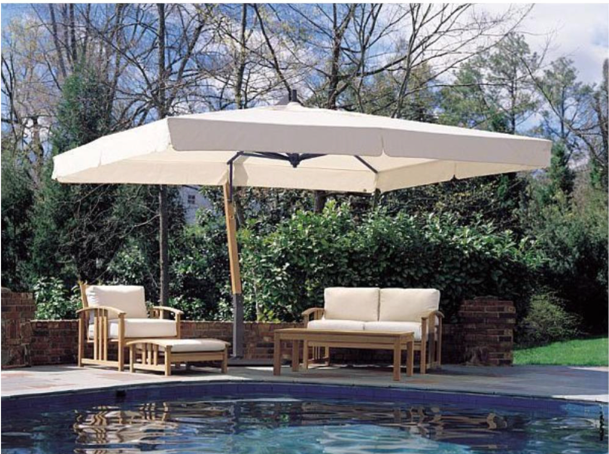 FIM Manufacturing P19-M-54010-GIB P-Series - 10' x 13' Rectangular Giant Cantilever Umbrella w/ Peppercorn Brown Heavy Duty Aluminum Frame, Choose Fabric Color: Rust, Cover Style: Market Edge, Protective Cover: No - No Cover, Choose Base: GIB: Ground Inse