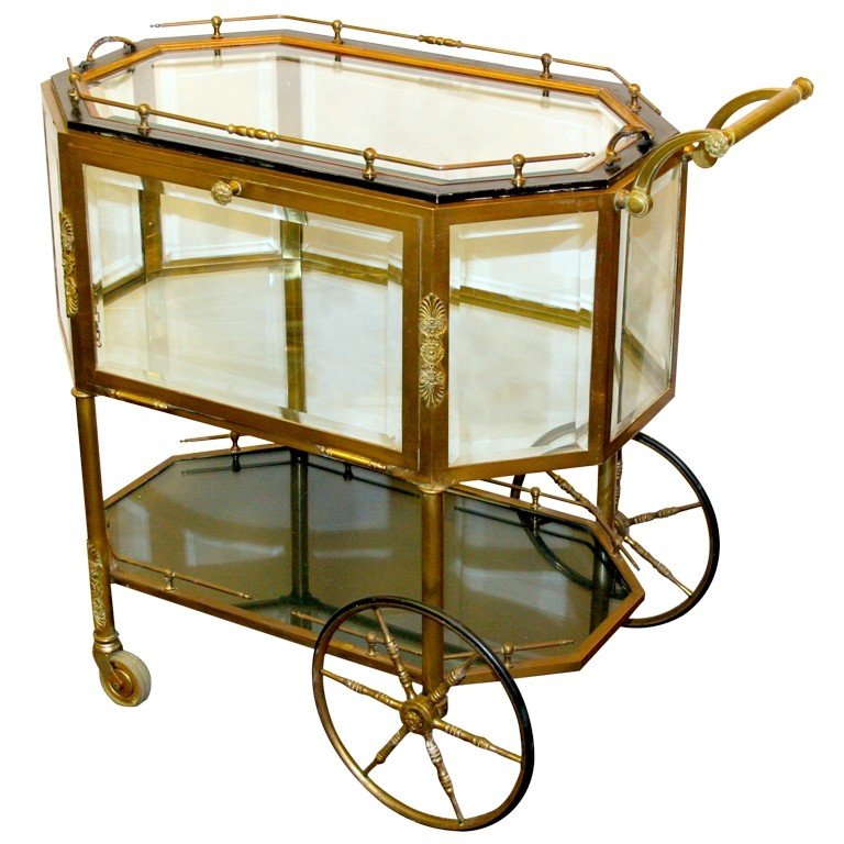 French brass serving tea cart bar cart