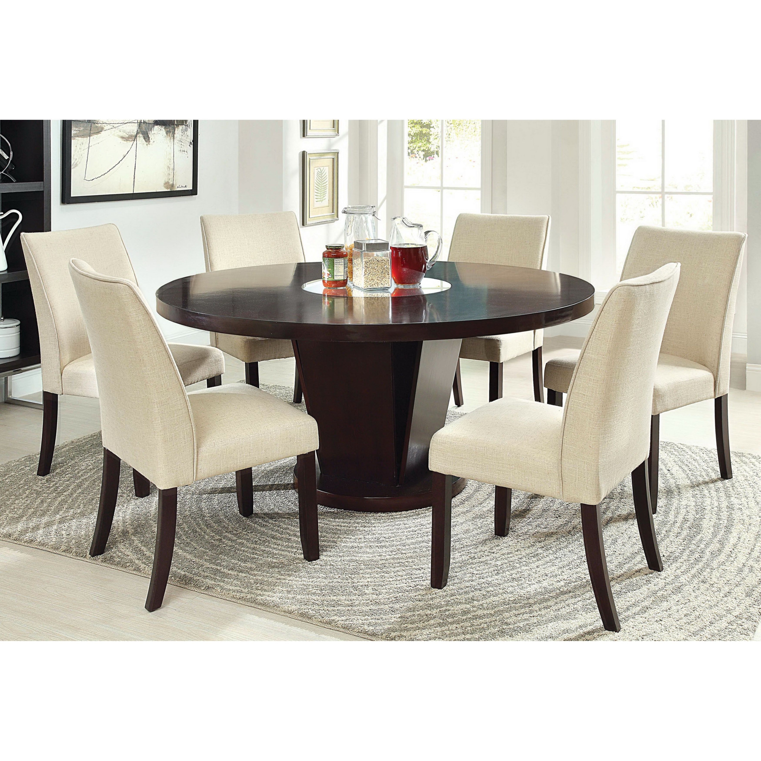 Furniture of America Telstars Round Dining Table with Lazy Susan, Espresso