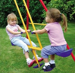 swing glider person playground gliders healthchecksystems kettler sets equipment square bar foter double child play outdoor vivid toddlers painted yellow