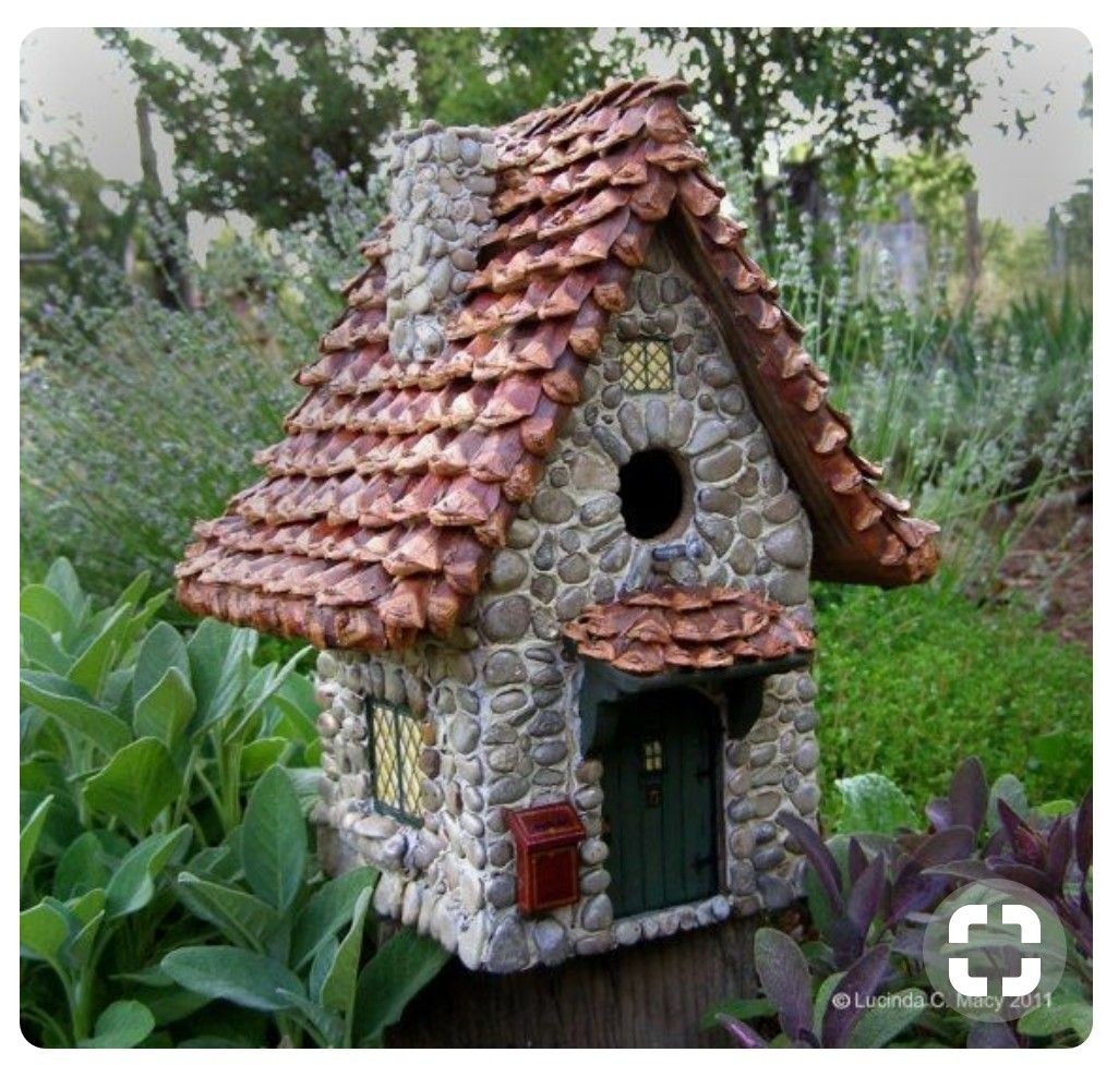 Little stone cottage songbird house