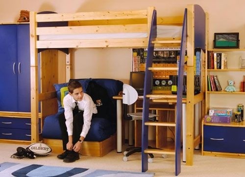 Full loft bed with shop futon underneath