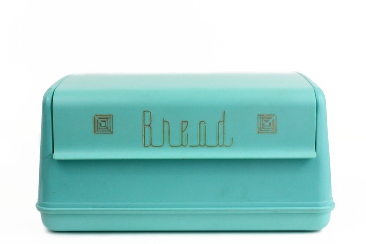 Lustroware bread box turquoise aqua gold