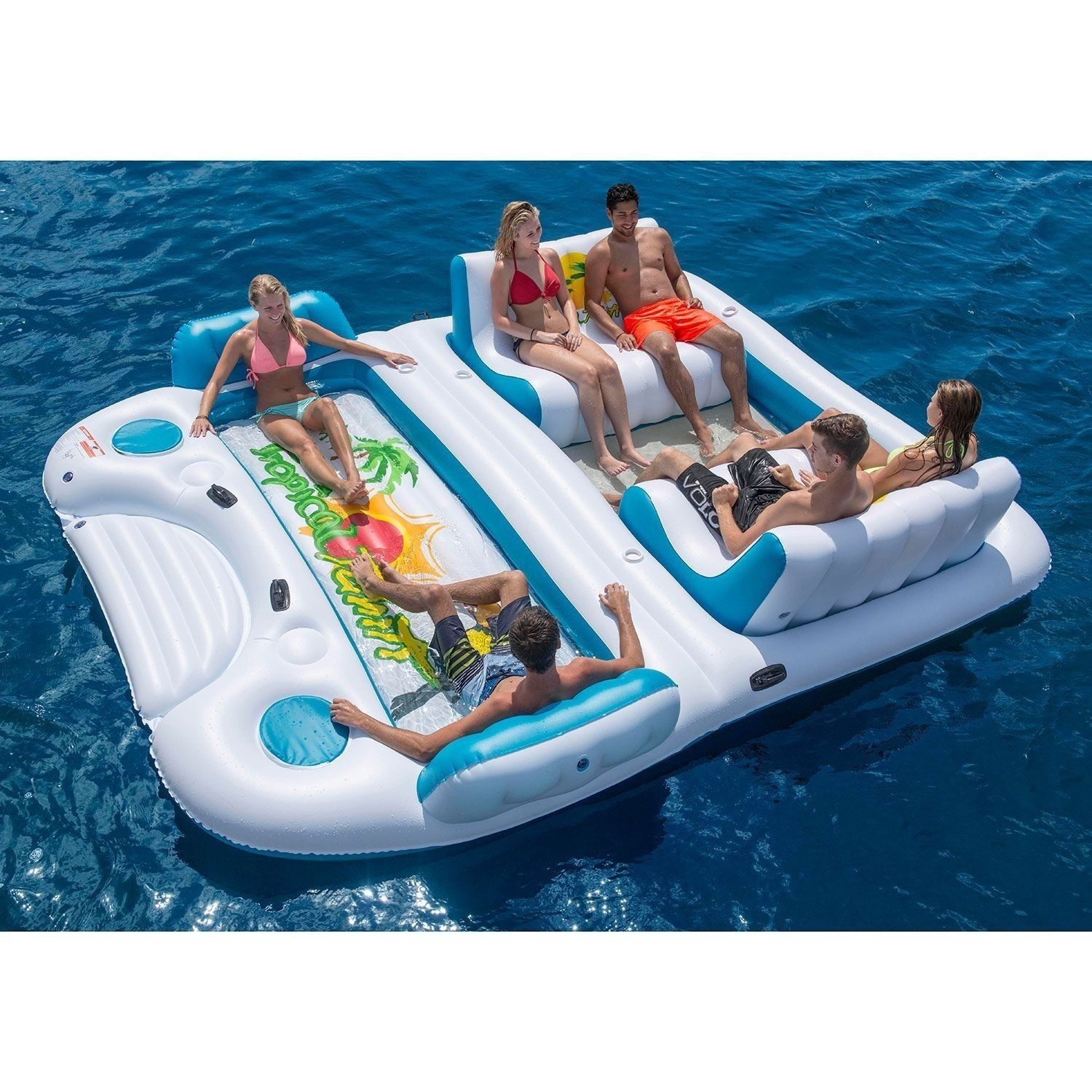 New Giant Inflatable Floating Island 6 Person Raft Pool Lake Float 15&#039;-8"x 9&#039;-4&#039;