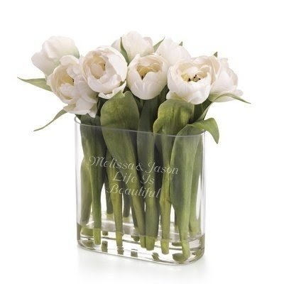 Personalized White Tulip Flower Arrangement