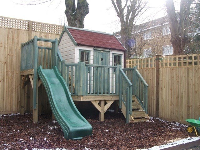 Playhouse with platform and slide pc120221 tree house playhouses outdoor