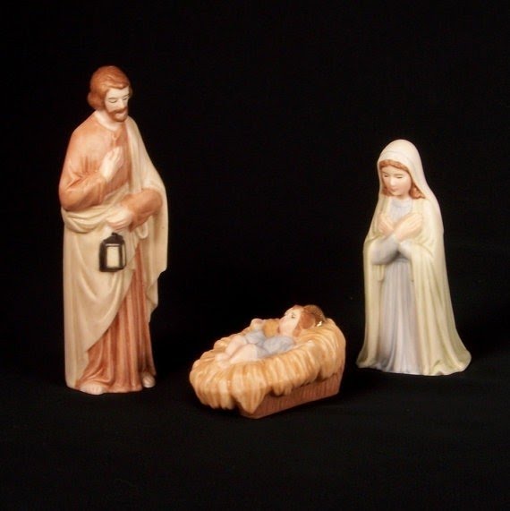 Porcelain nativity set holy family