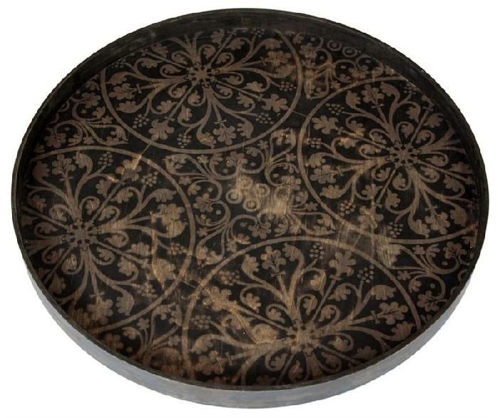 large round wood tray