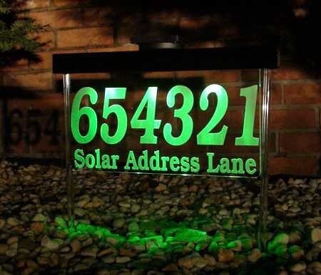 Solar powered address sign