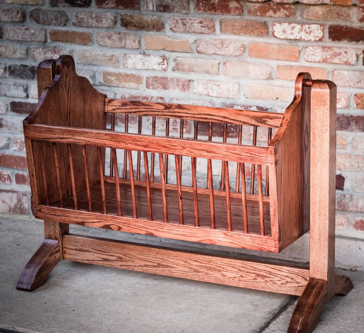 Swinging wooden baby cradle handmade