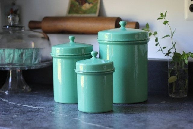 Teal Kitchen Storage 