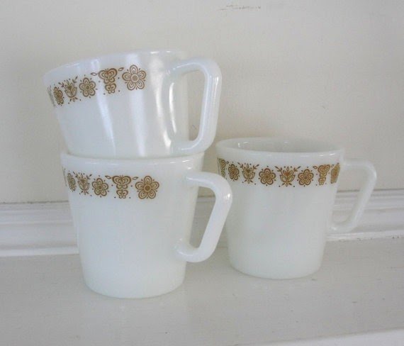 Vintage coffee mugs pyrex butterfly and