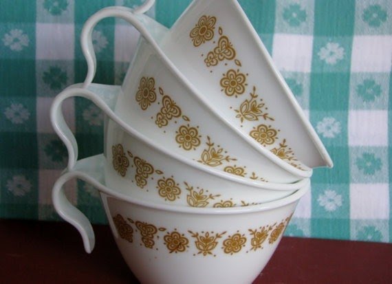 Vintage corelle coffee cups butterfly