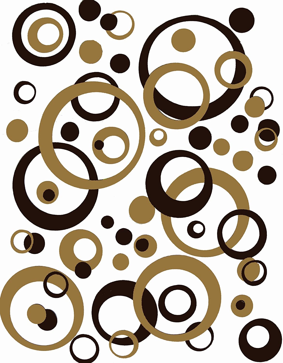Wall Decor Plus More WDPM222 Wall Vinyl Sticker Decal Circles and  Rings, Tan/Chocolate Brown, 50-Piece