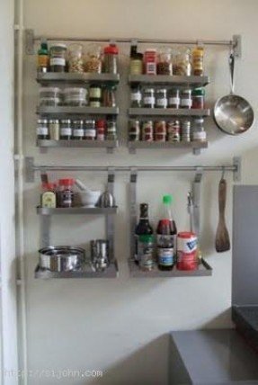 wall spice rack with spices