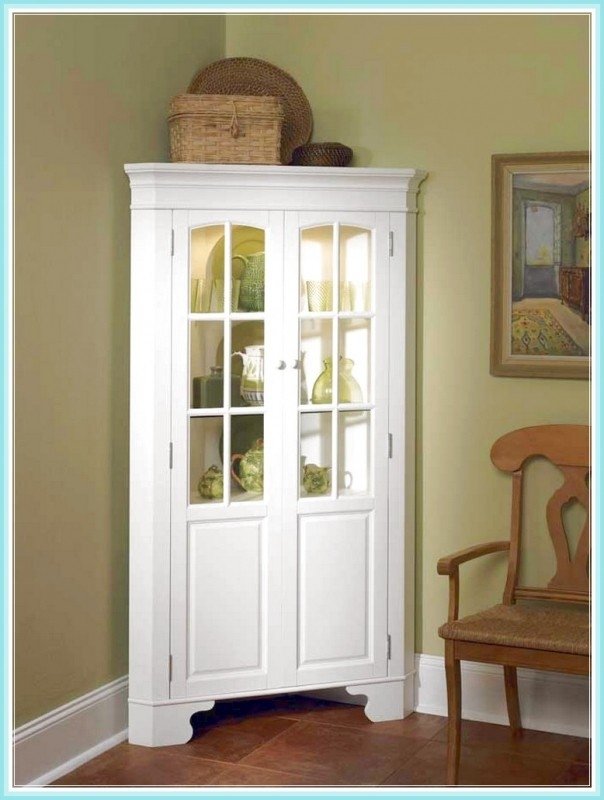 White curio corner cabinet