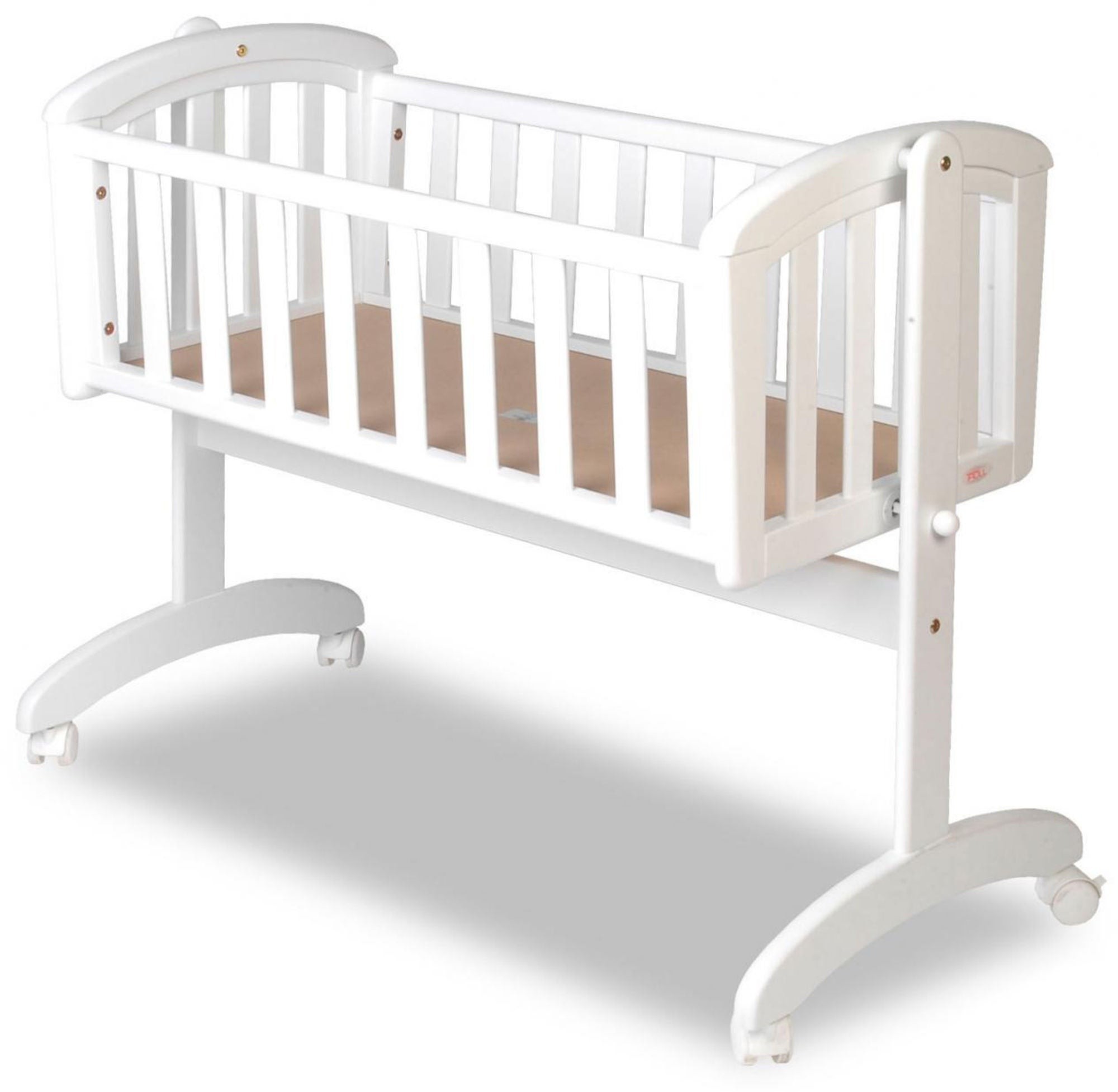 wooden bassinet on wheels