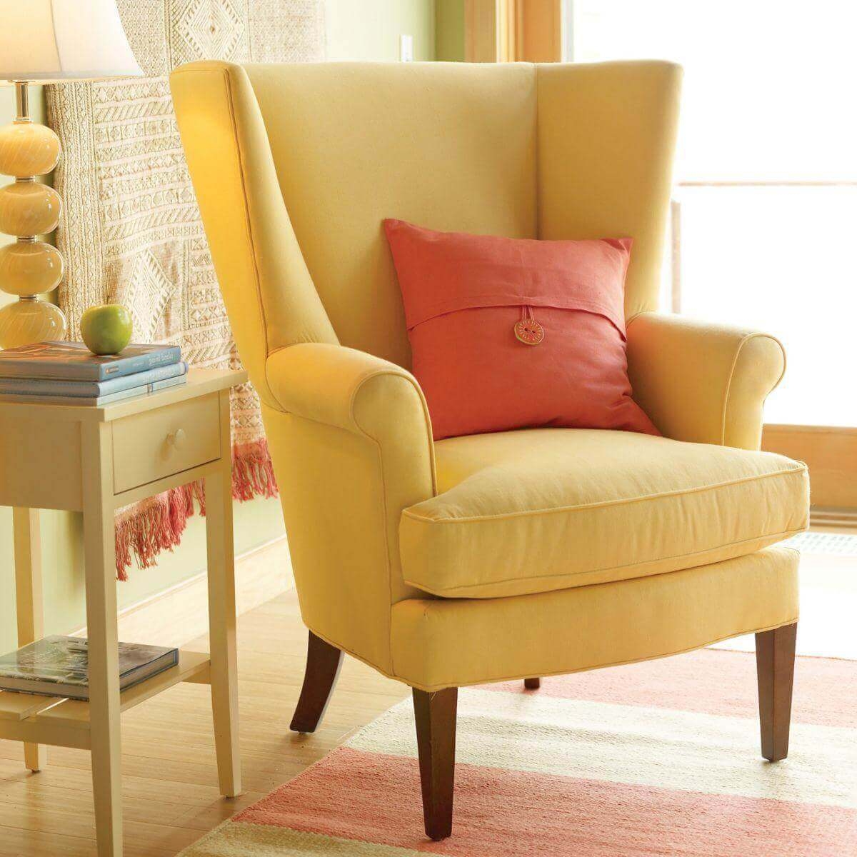 Yellow wingback chair