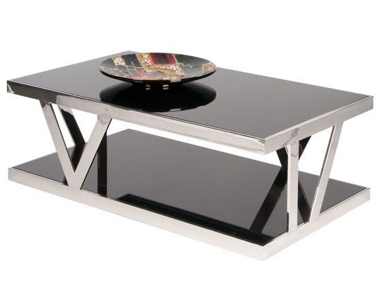 Coffee Table Black Chrome Effect Trim Occasional Table Gosport 1 Shelf