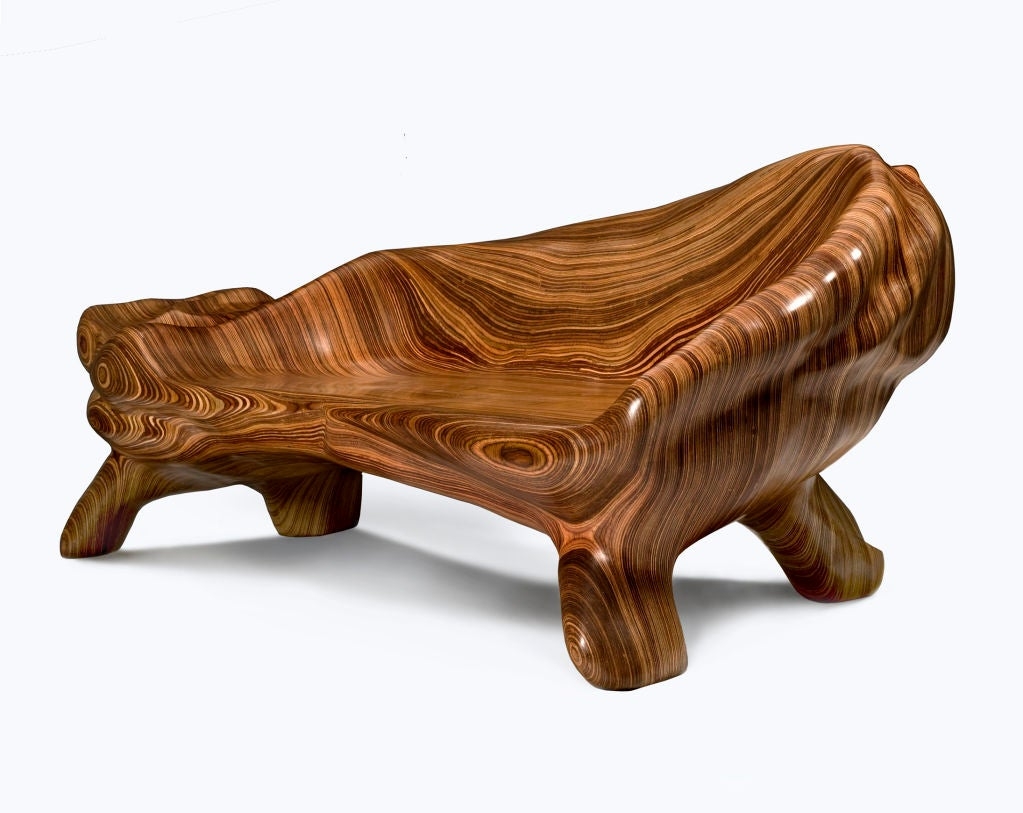 Carved wooden bench 11