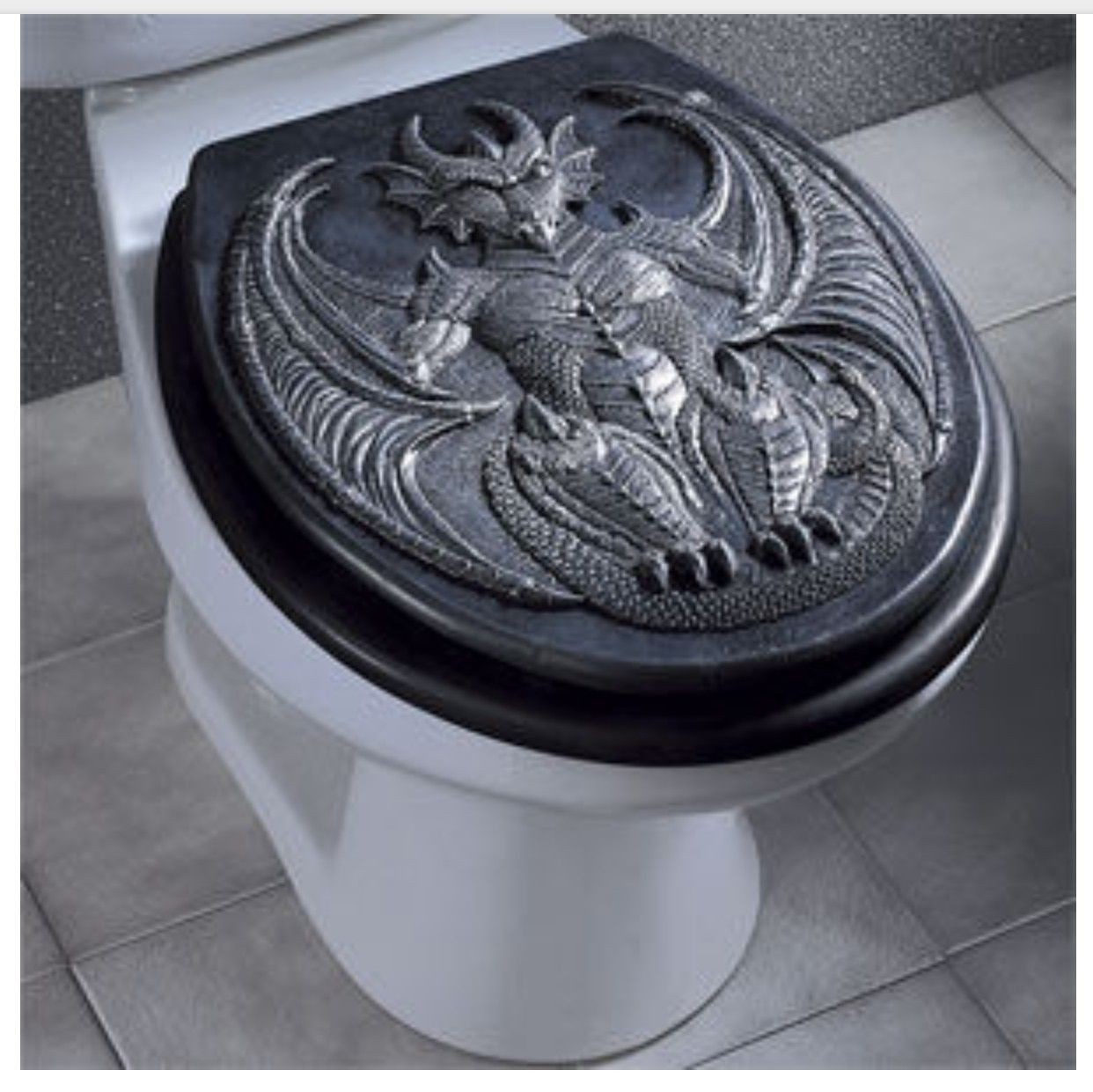 Dragon Black Gold  Asian Oriental Bathroom Elongated Toilet Seat Lid Cover Set 