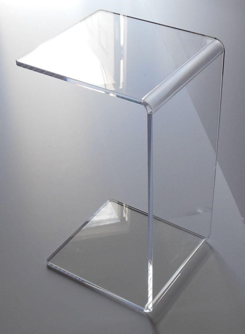 Clear Acrylic Lucite Plexiglass End Slide Table Lucite
