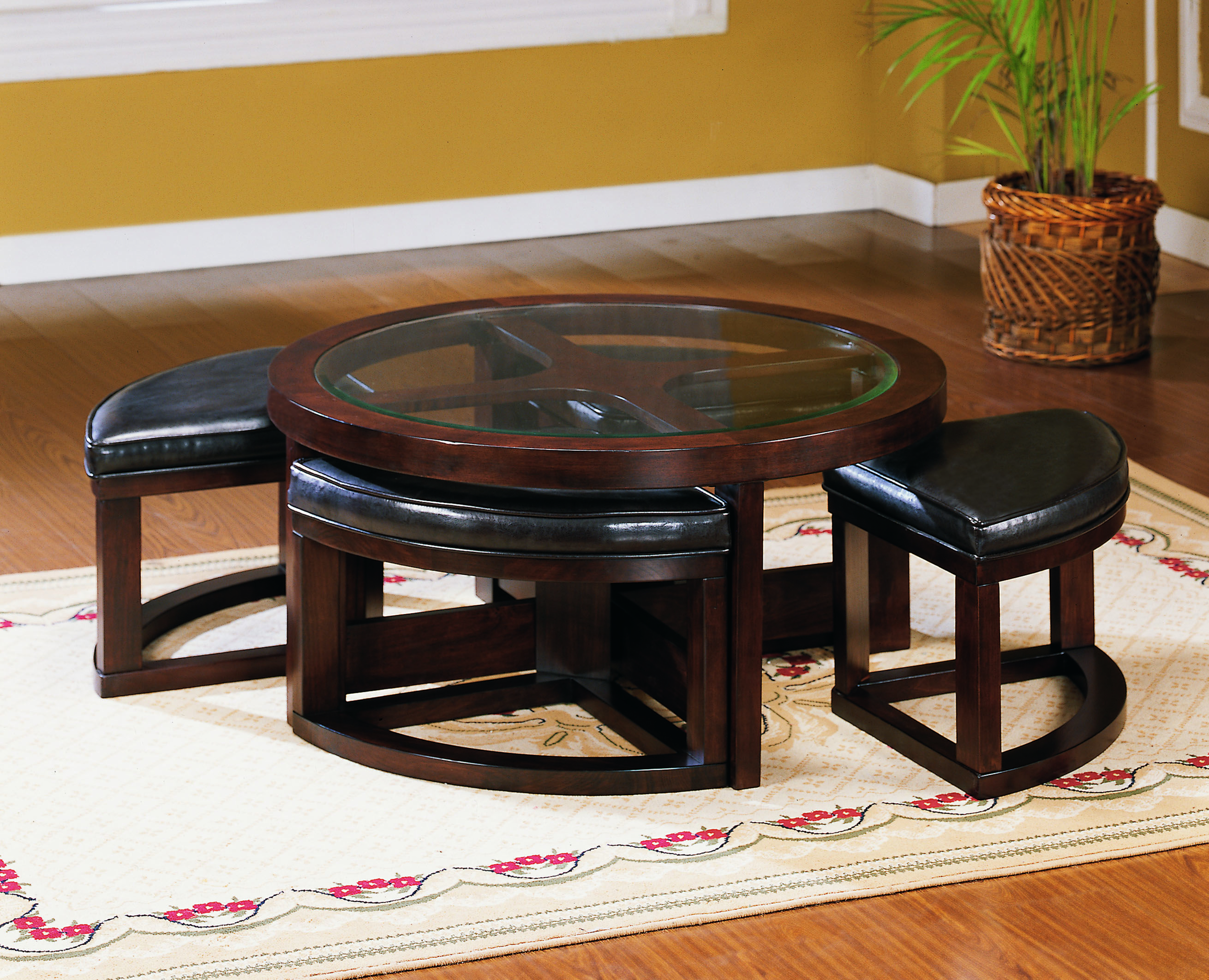 Coffee table with pull out ottomans 1