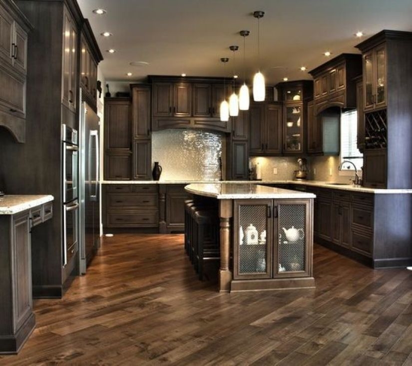 Dark Wood Kitchen Island 