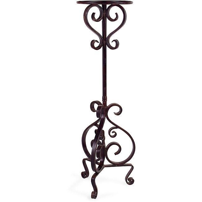 Handcrafted Provence Tall Metal Scroll Pedestal Plant Stand